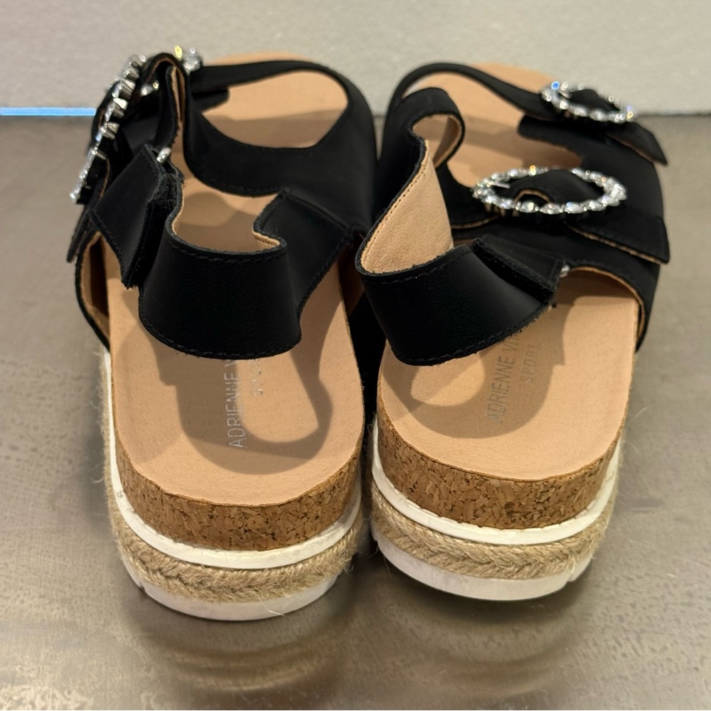 Adrienne Vittadini Black Jeweled Prize Strappy Platform Sandals Women Size 9.5 - Picture 8 of 12